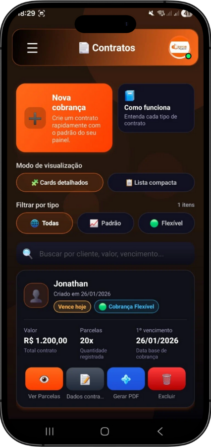 Tela de novo empréstimo